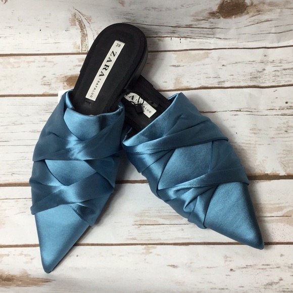 satin mules flat